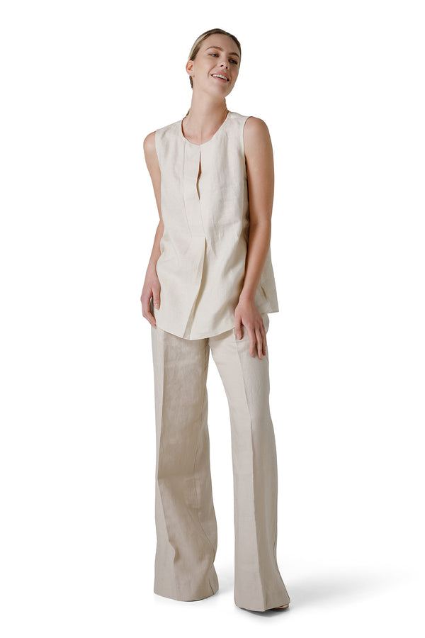 SLEEVELESS LINEN BLOUSE