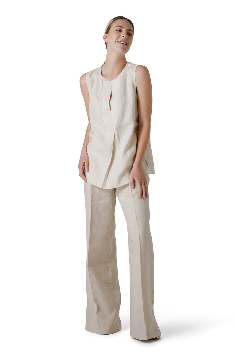 SLEEVELESS LINEN BLOUSE