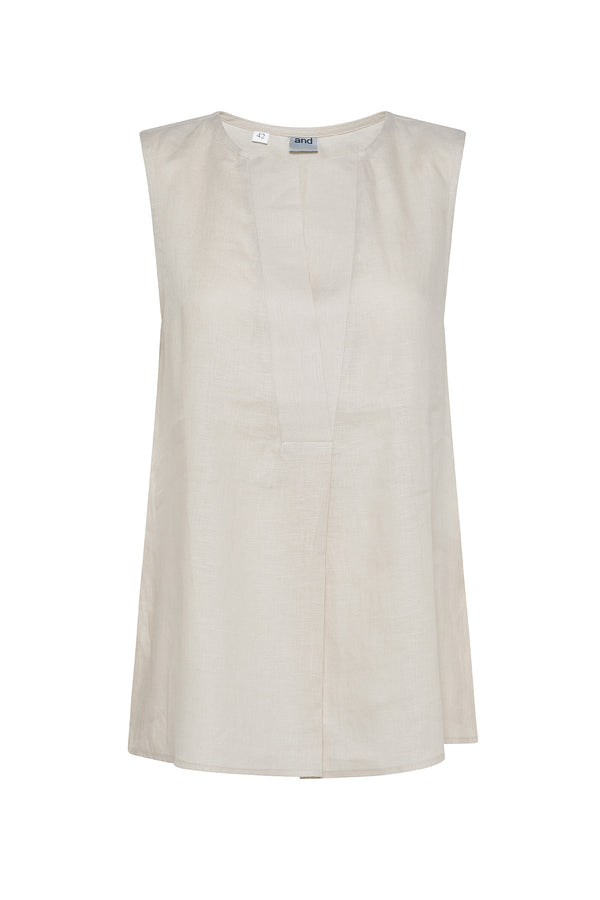 SLEEVELESS LINEN BLOUSE