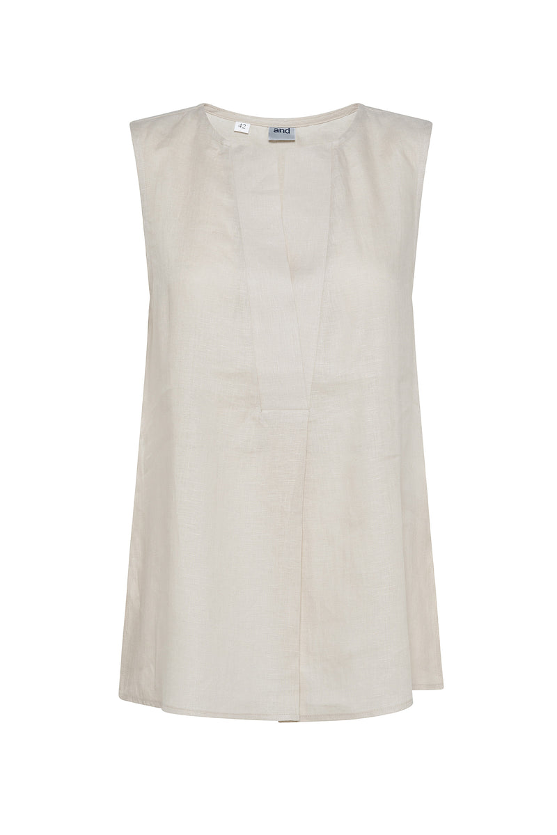 SLEEVELESS LINEN BLOUSE