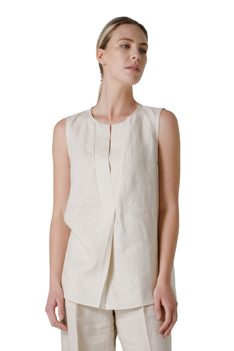 SLEEVELESS LINEN BLOUSE