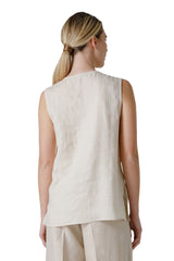 SLEEVELESS LINEN BLOUSE