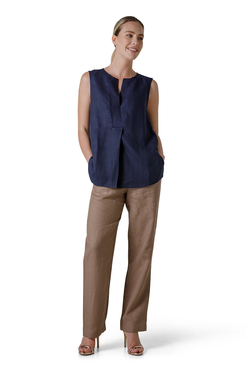 SLEEVELESS LINEN BLOUSE