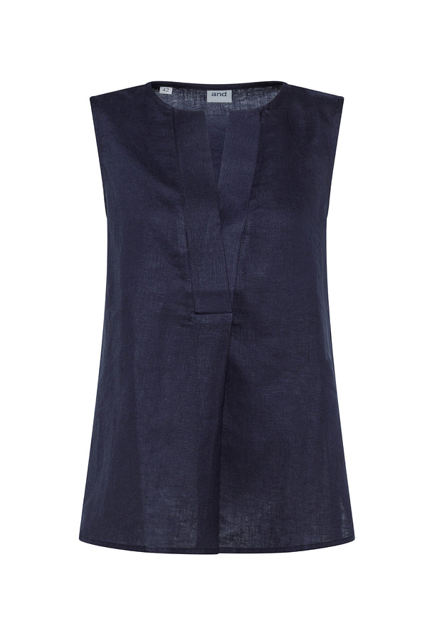 SLEEVELESS LINEN BLOUSE