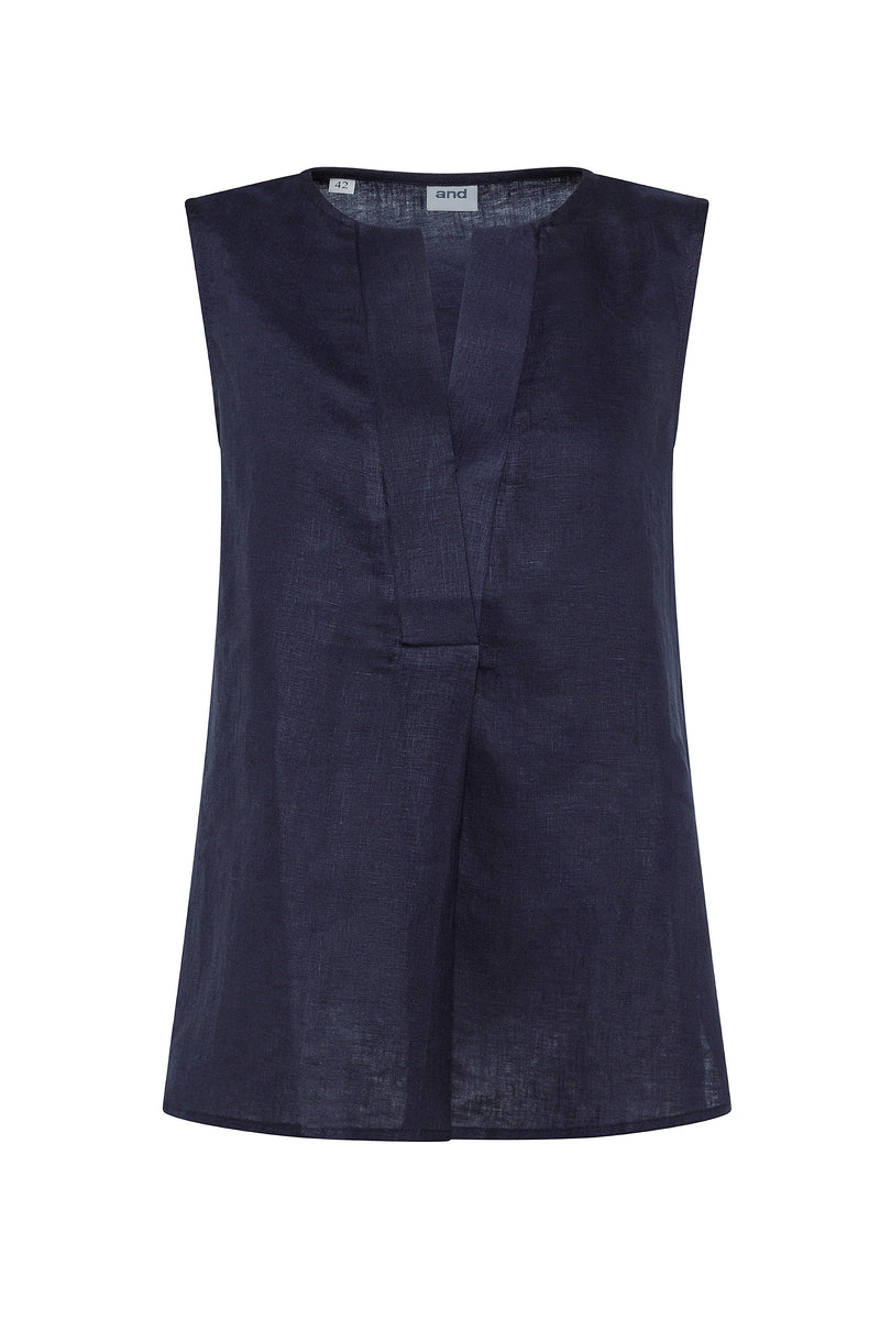 SLEEVELESS LINEN BLOUSE