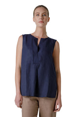 SLEEVELESS LINEN BLOUSE