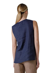 SLEEVELESS LINEN BLOUSE