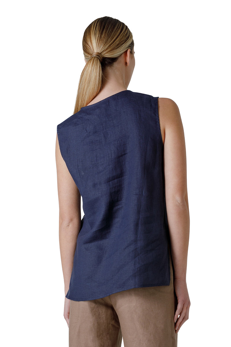 SLEEVELESS LINEN BLOUSE