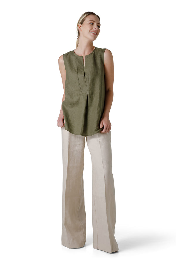 SLEEVELESS LINEN BLOUSE