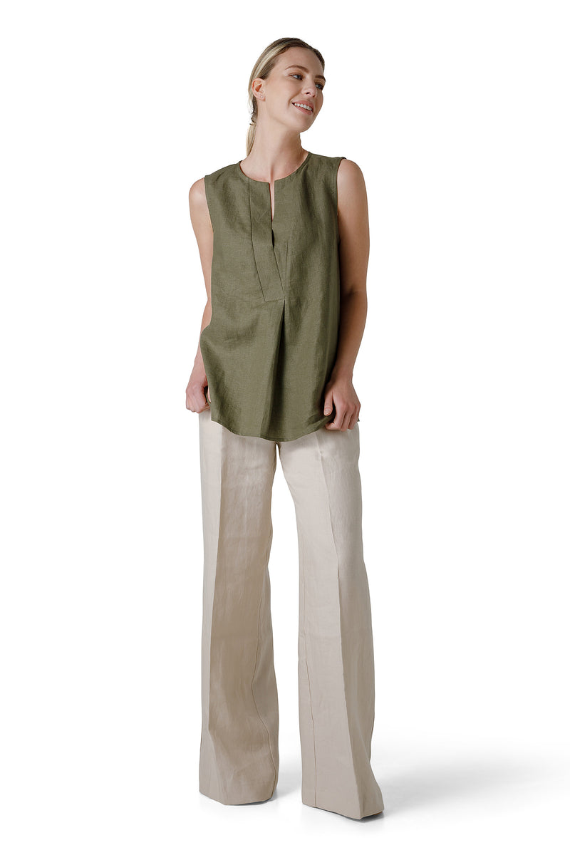 SLEEVELESS LINEN BLOUSE