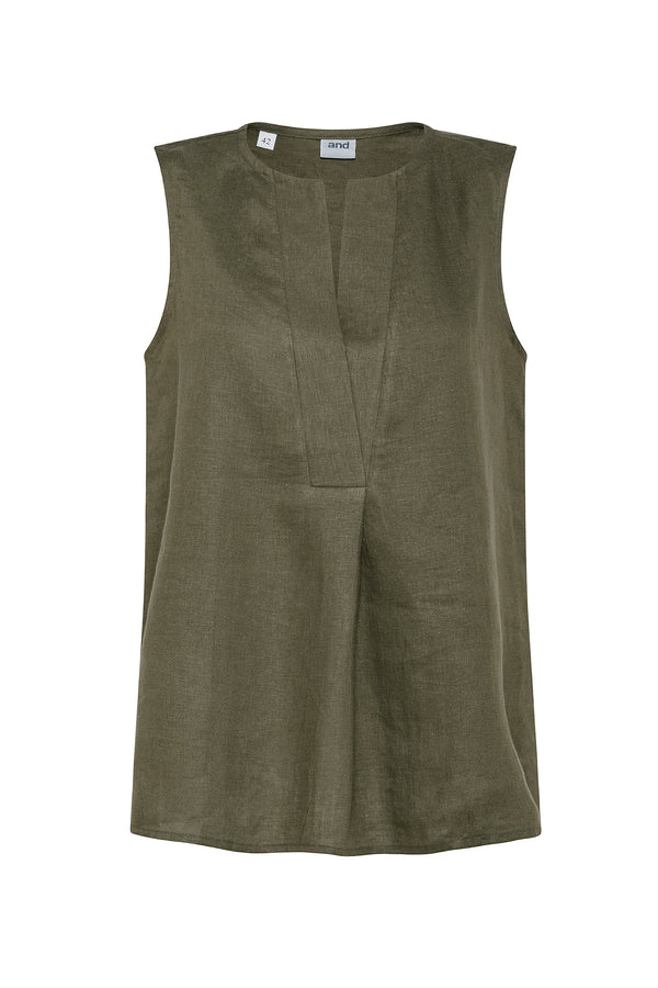 SLEEVELESS LINEN BLOUSE