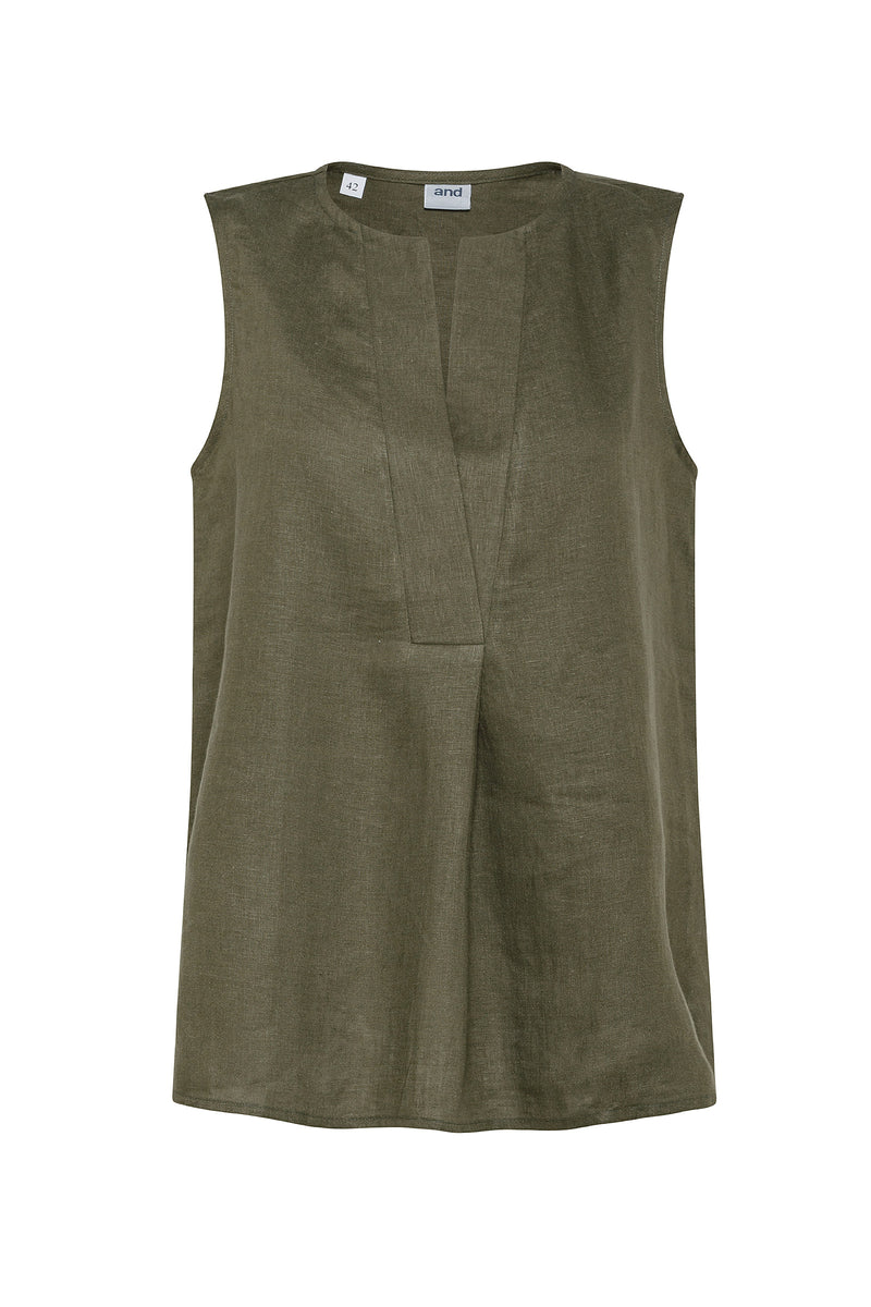SLEEVELESS LINEN BLOUSE