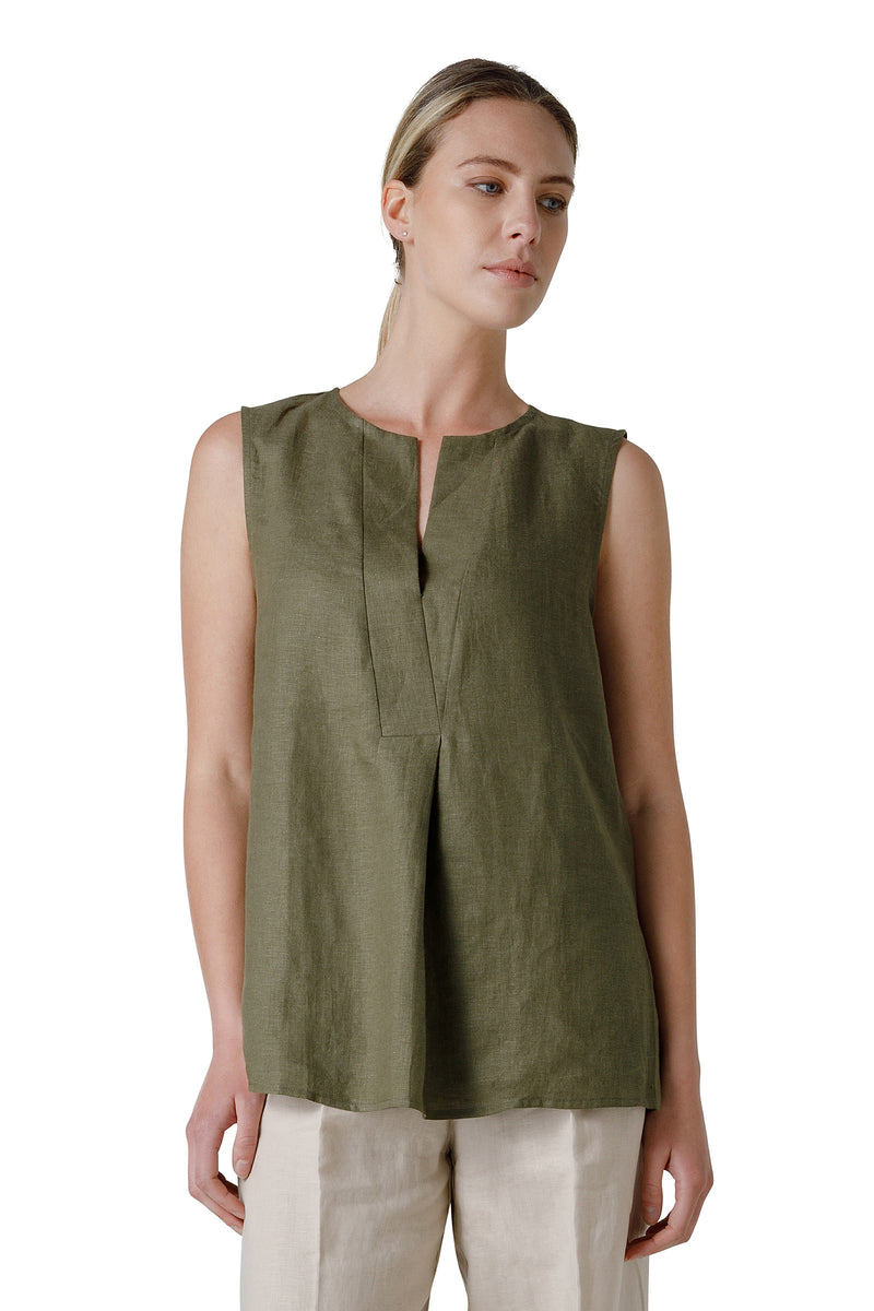 SLEEVELESS LINEN BLOUSE