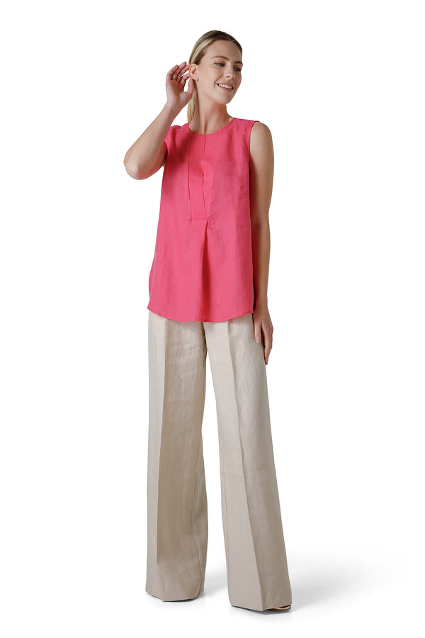 SLEEVELESS LINEN BLOUSE