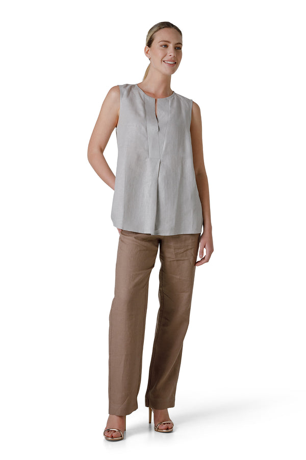 SLEEVELESS LINEN BLOUSE