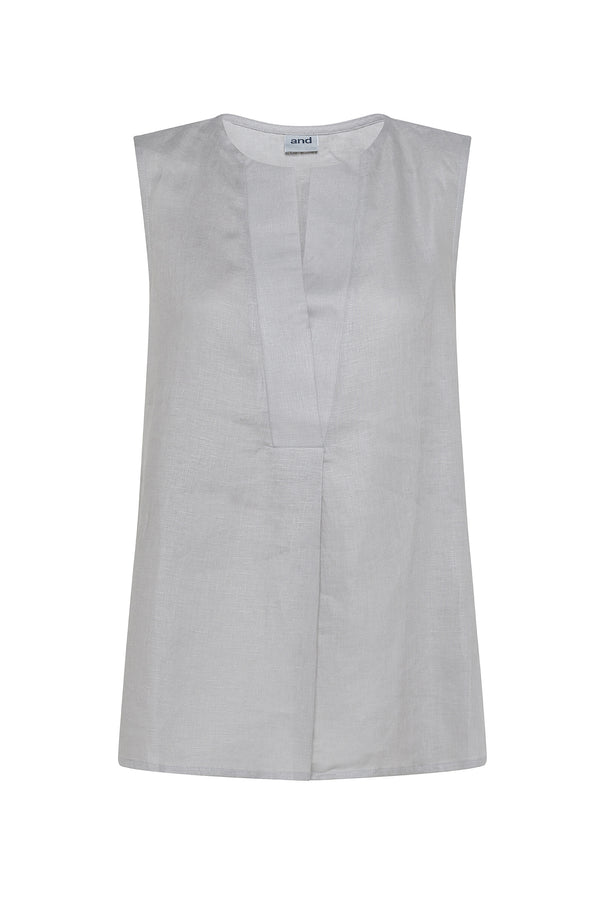 SLEEVELESS LINEN BLOUSE