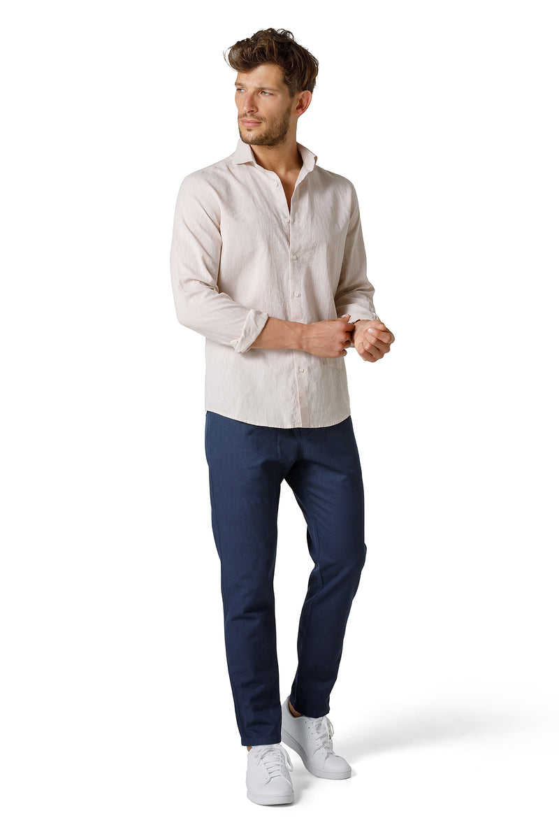 FRENCH COLLAR SHIRT IN LINEN BLEND