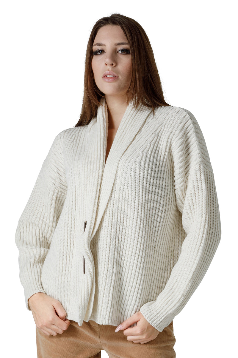 CARDIGAN COLLO A SCIALLE IN MISTOLANA