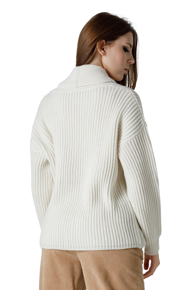 CARDIGAN COLLO A SCIALLE IN MISTOLANA