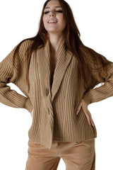 CARDIGAN COLLO A SCIALLE IN MISTOLANA