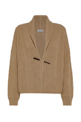 CARDIGAN COLLO A SCIALLE IN MISTOLANA