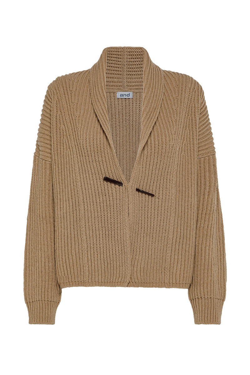 CARDIGAN COLLO A SCIALLE IN MISTOLANA