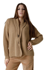 CARDIGAN COLLO A SCIALLE IN MISTOLANA