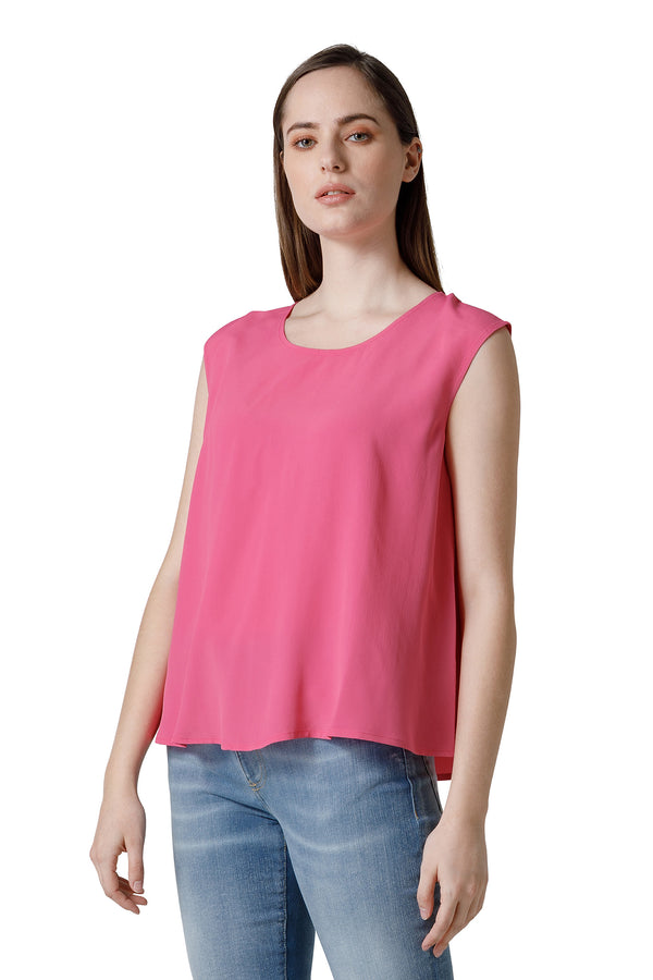 SLEEVELESS BLOUSE WITH CREW NECK