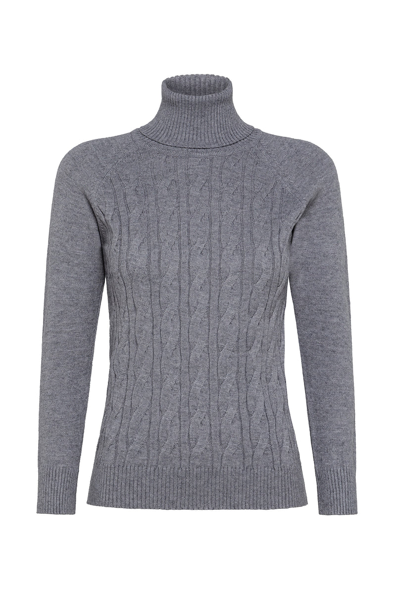MAGLIA COLLO ALTO A TRECCE