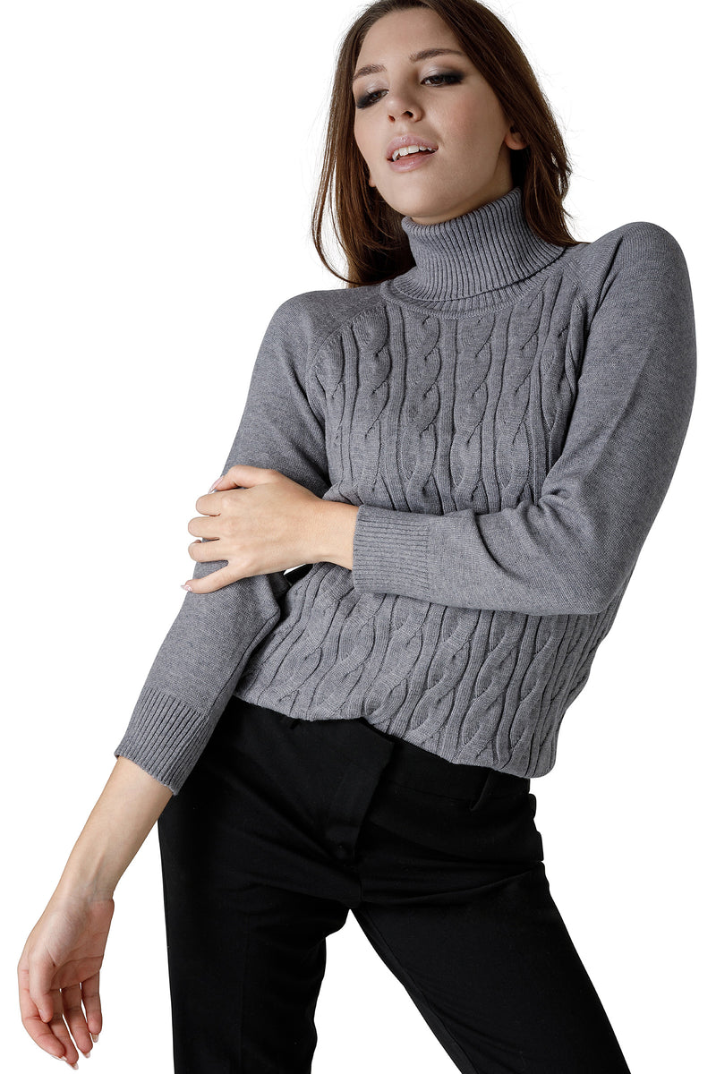 MAGLIA COLLO ALTO A TRECCE