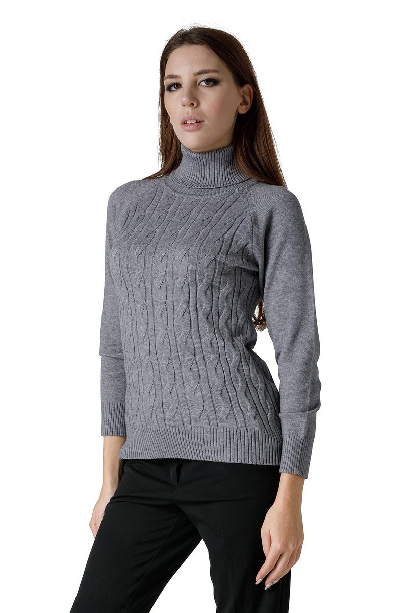 MAGLIA COLLO ALTO A TRECCE