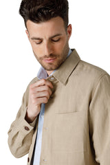 POINTED COLLAR OVER SHIRT WITH POCKET