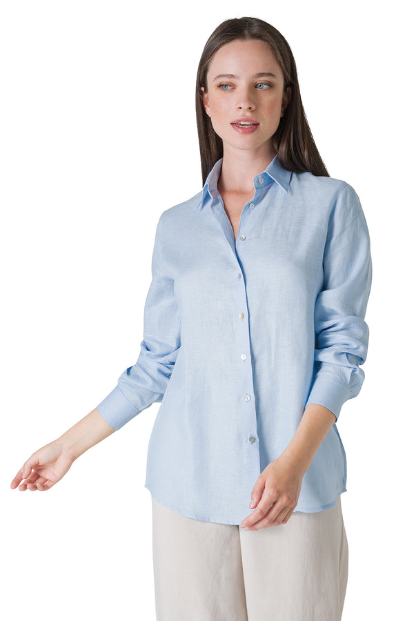 CAMICIA IN PURO LINO COLLO A PUNTA