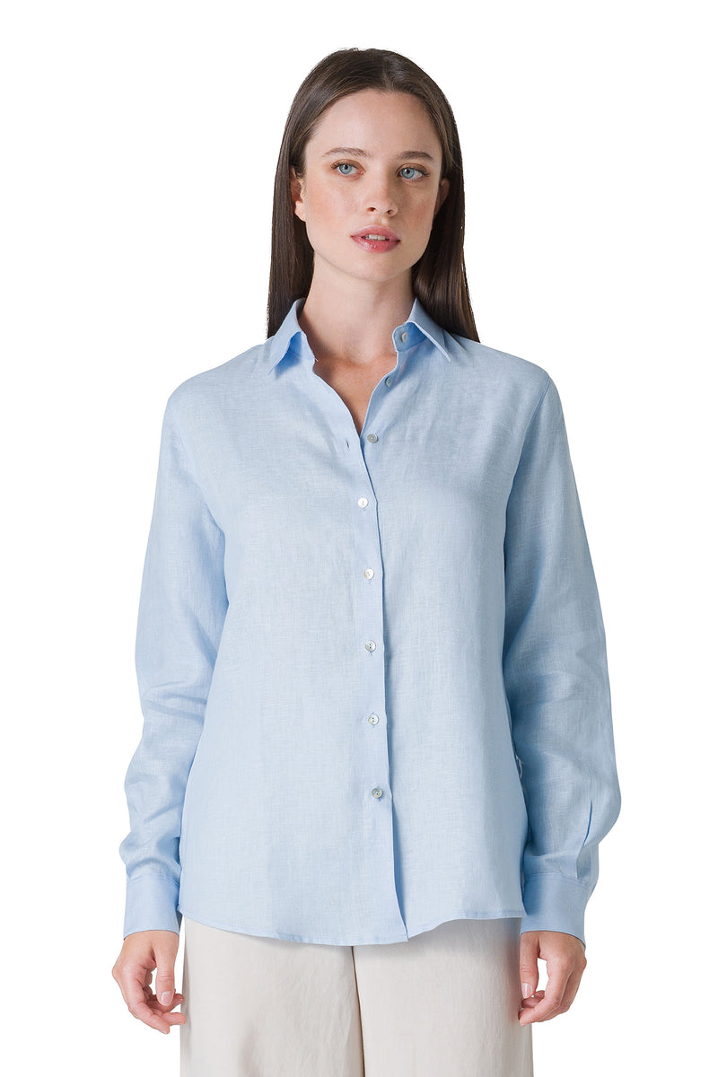 CAMICIA IN PURO LINO COLLO A PUNTA