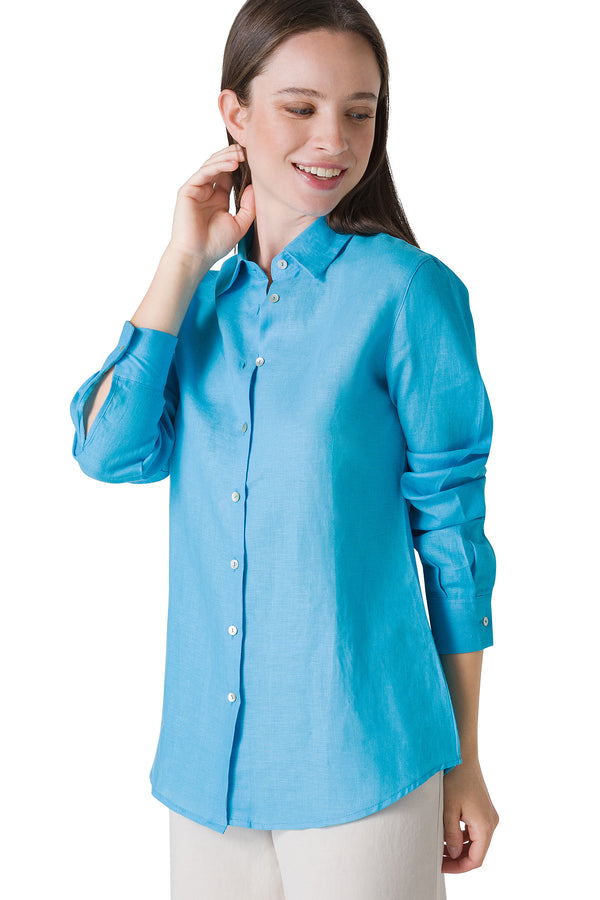 CAMICIA IN PURO LINO COLLO A PUNTA