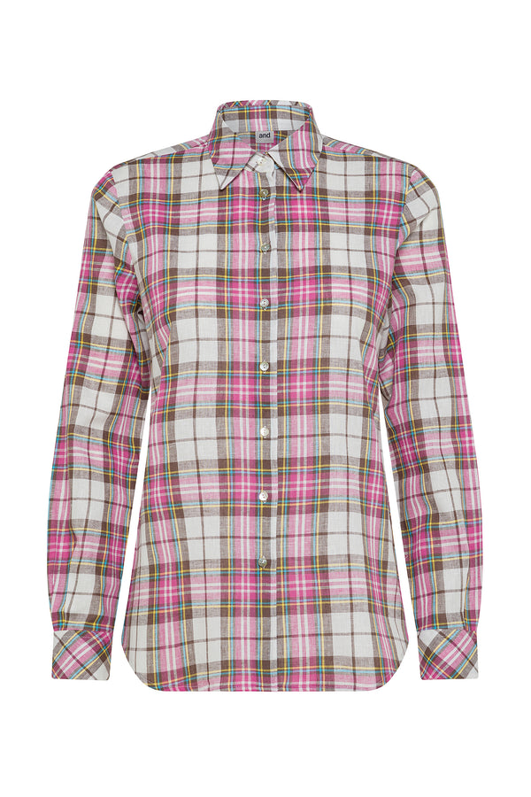 CAMICIA IN MISTO LINO CHECK