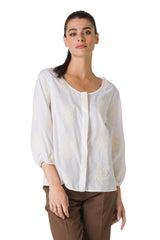 CAMICIA IN MUSSOLA DI COTONE MANICA A 3/4