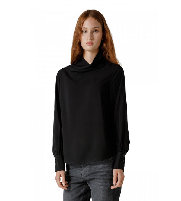 BLUSA FLUIDA CON COLLO DRAPPEGGIATO
