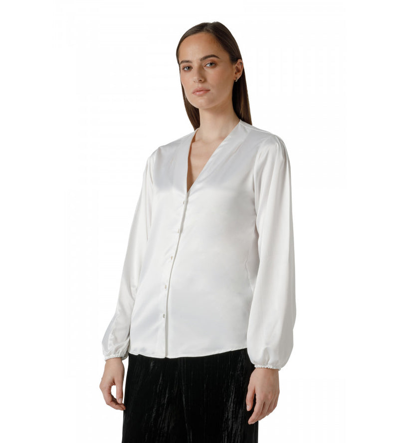 CAMICIA IN RASO SCOLLO A V