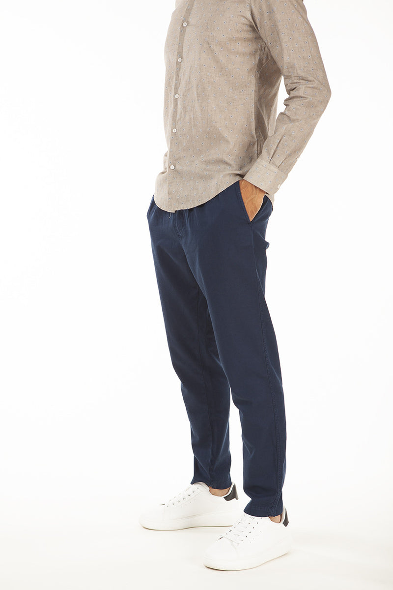 LINEN AND COTTON BLEND TROUSERS