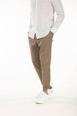 LINEN AND COTTON BLEND TROUSERS